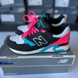 New Balance Men’s 8 Sneakers - Black, Gray, and Pink